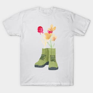 Wildflowers with hiking boots T-Shirt